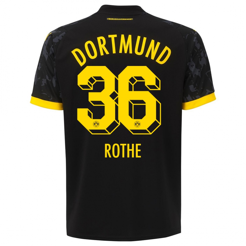 Mænd Tom Rothe #36 Sort Udebane Spillertrøjer 2023/24 Trøje T-Shirt