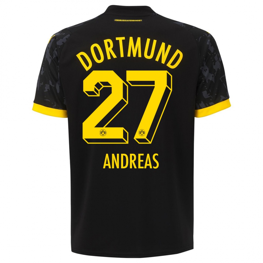 Mænd Kuno Andreas #27 Sort Udebane Spillertrøjer 2023/24 Trøje T-Shirt