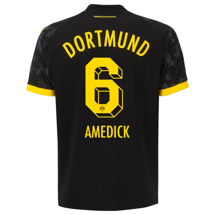 Mænd Maik Amedick #6 Sort Udebane Spillertrøjer 2023/24 Trøje T-Shirt