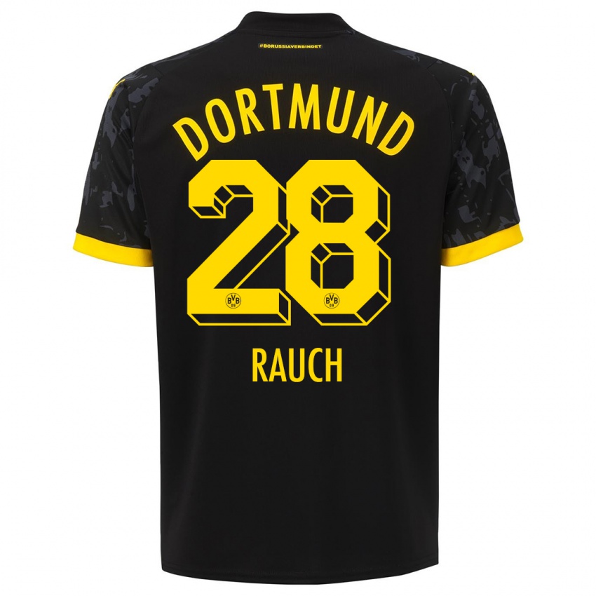 Mænd Julius Fynn Rauch #28 Sort Udebane Spillertrøjer 2023/24 Trøje T-Shirt