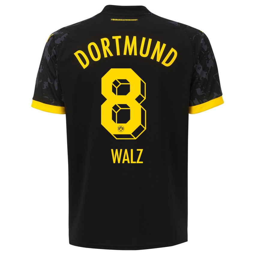 Mænd Vasco Walz #8 Sort Udebane Spillertrøjer 2023/24 Trøje T-Shirt
