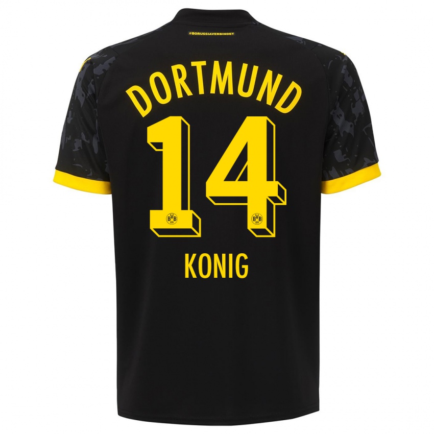 Mænd Raul Konig #14 Sort Udebane Spillertrøjer 2023/24 Trøje T-Shirt