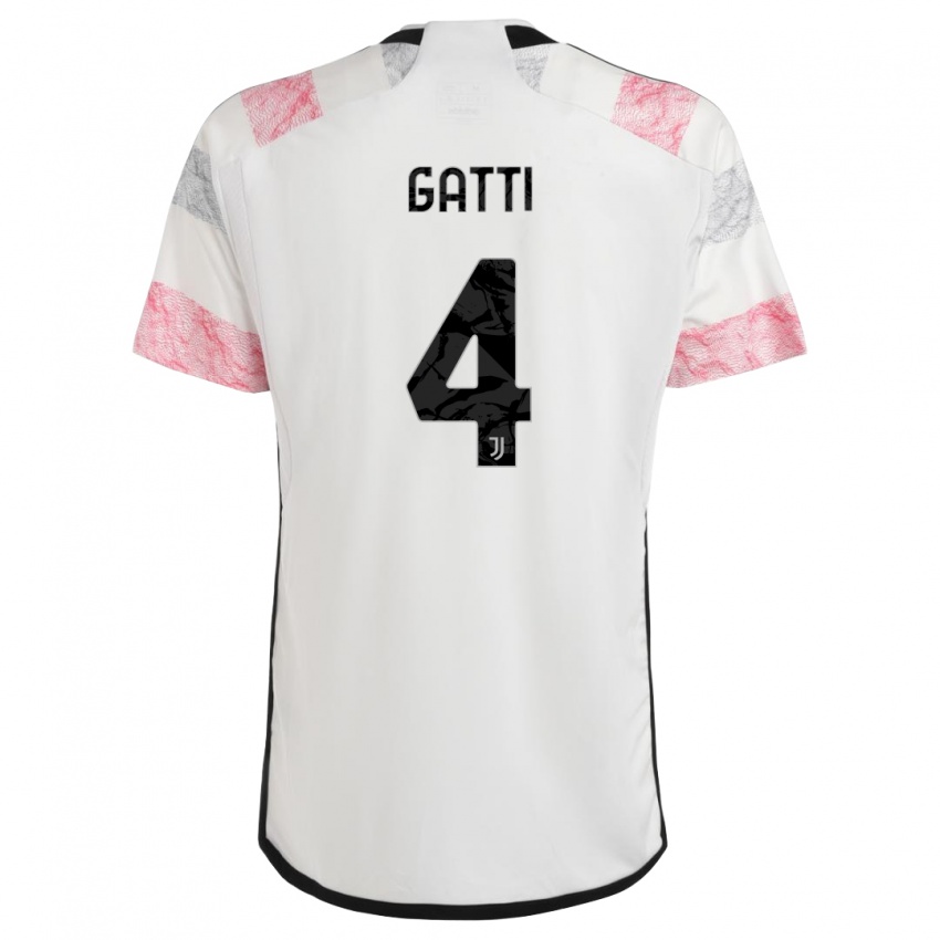 Mænd Federico Gatti #4 Hvid Pink Udebane Spillertrøjer 2023/24 Trøje T-Shirt