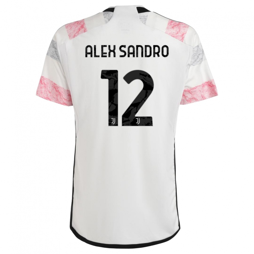Mænd Alex Sandro #12 Hvid Pink Udebane Spillertrøjer 2023/24 Trøje T-Shirt