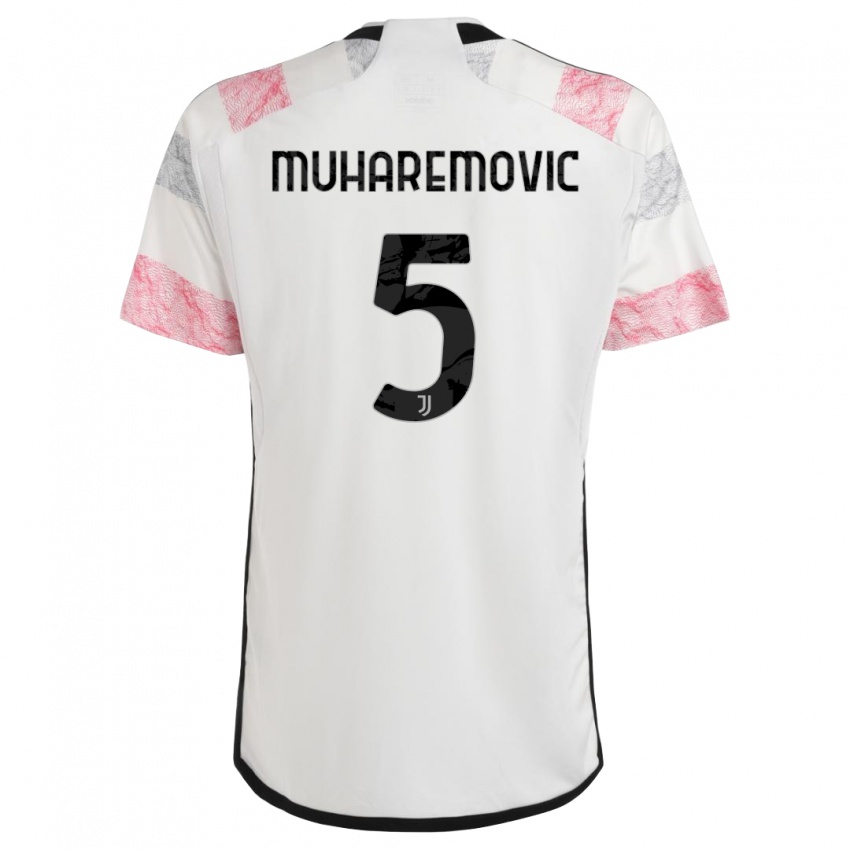 Mænd Tarik Muharemovic #5 Hvid Pink Udebane Spillertrøjer 2023/24 Trøje T-Shirt