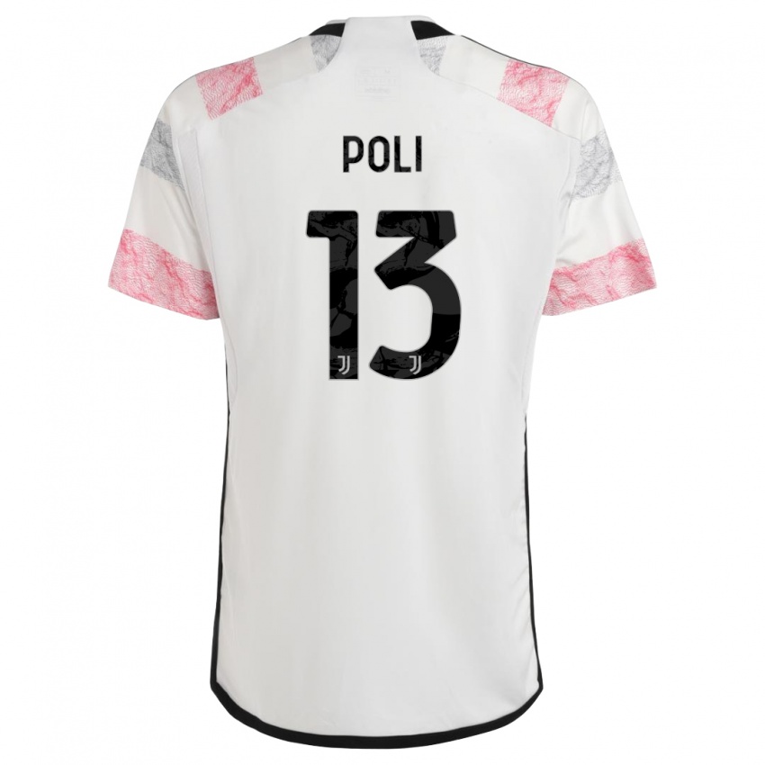 Mænd Fabrizio Poli #13 Hvid Pink Udebane Spillertrøjer 2023/24 Trøje T-Shirt