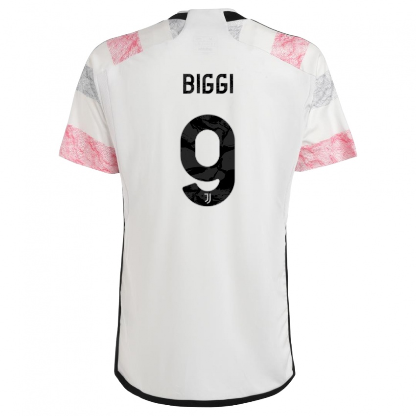 Mænd Silvano Biggi #9 Hvid Pink Udebane Spillertrøjer 2023/24 Trøje T-Shirt