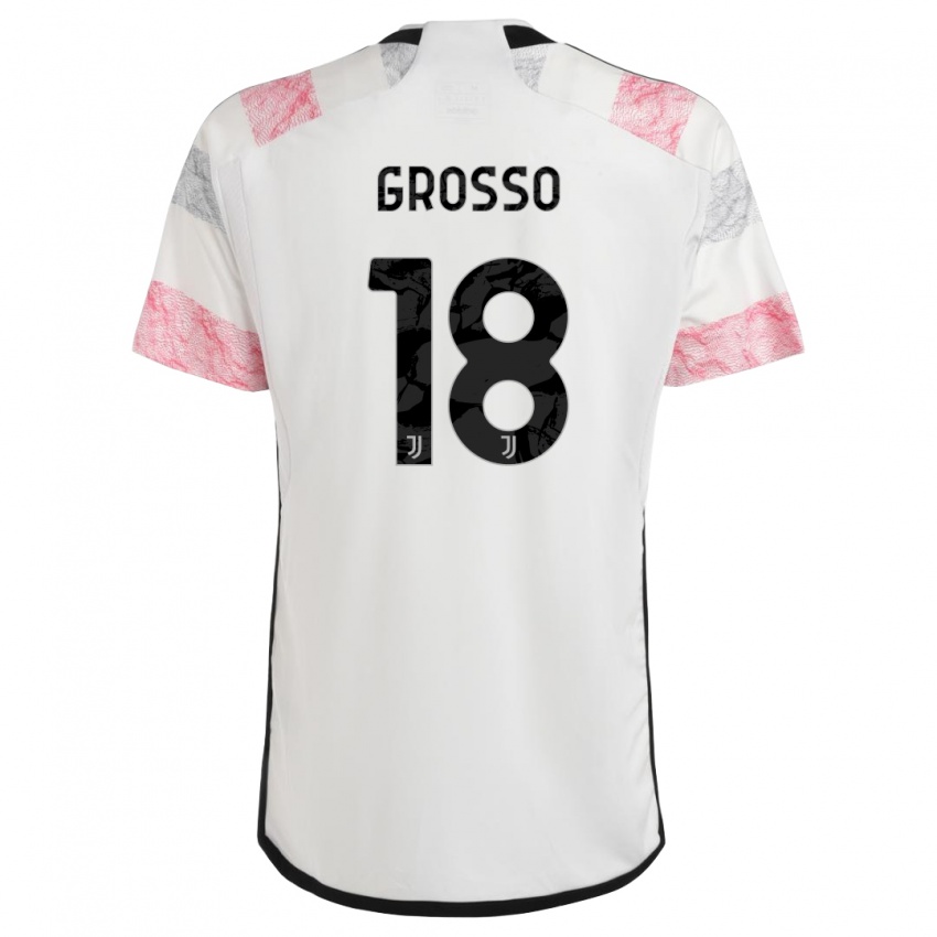 Mænd Filippo Grosso #18 Hvid Pink Udebane Spillertrøjer 2023/24 Trøje T-Shirt