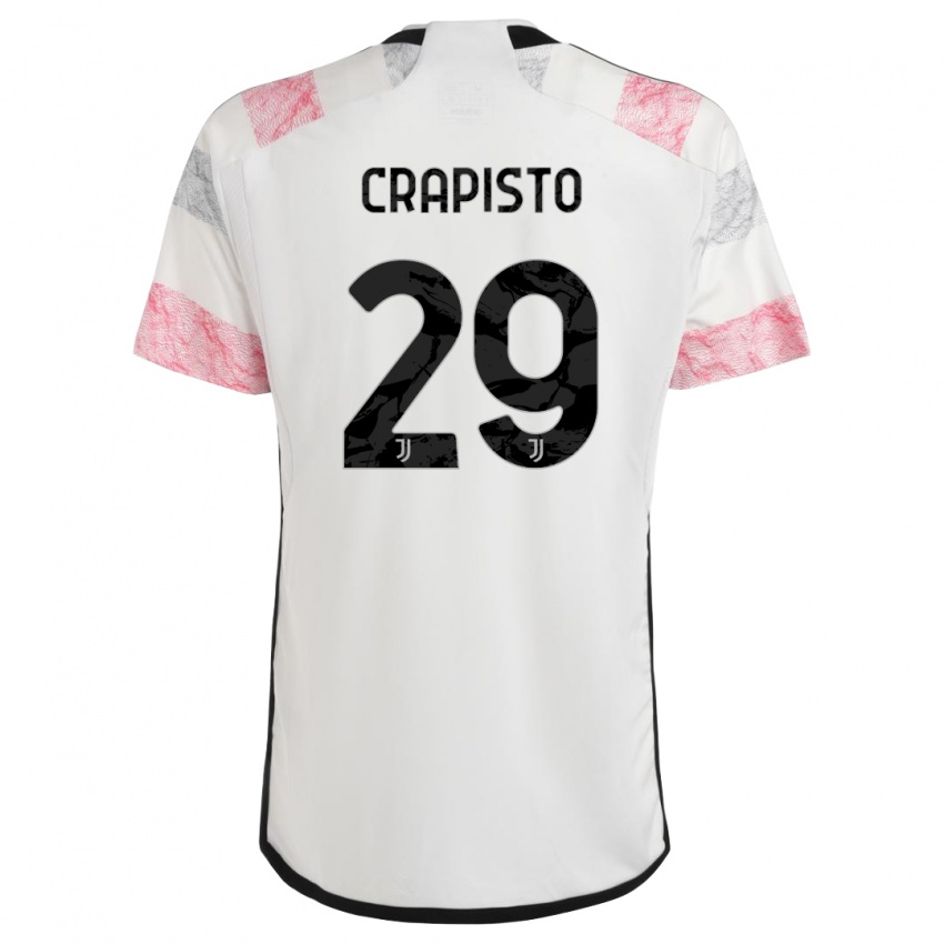 Mænd Francesco Crapisto #29 Hvid Pink Udebane Spillertrøjer 2023/24 Trøje T-Shirt