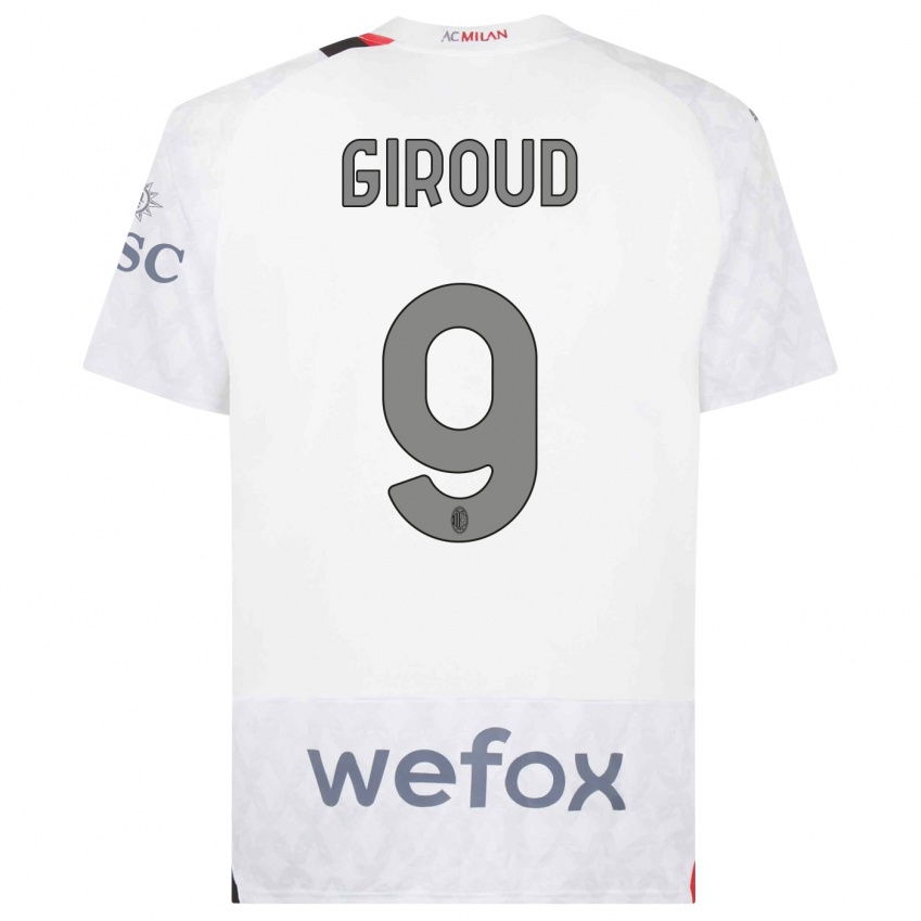 Mænd Olivier Giroud #9 Hvid Udebane Spillertrøjer 2023/24 Trøje T-Shirt