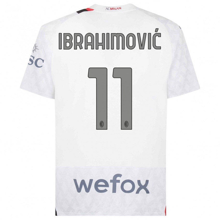 Mænd Zlatan Ibrahimovic #11 Hvid Udebane Spillertrøjer 2023/24 Trøje T-Shirt