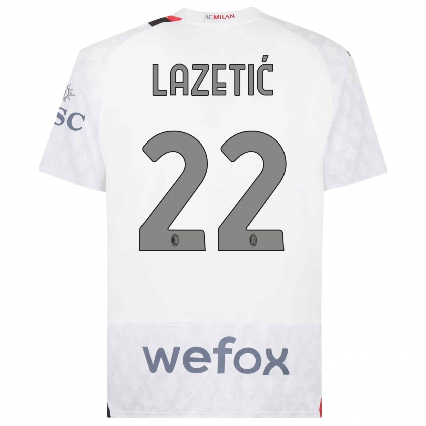 Mænd Marko Lazetic #22 Hvid Udebane Spillertrøjer 2023/24 Trøje T-Shirt