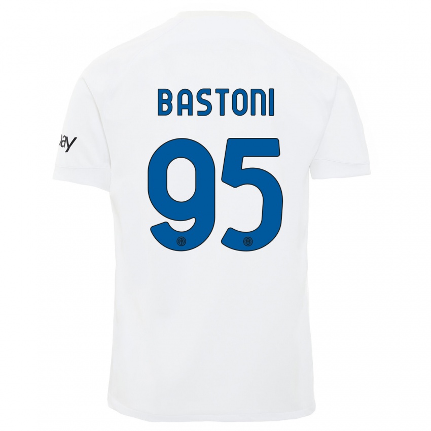 Mænd Alessandro Bastoni #95 Hvid Udebane Spillertrøjer 2023/24 Trøje T-Shirt