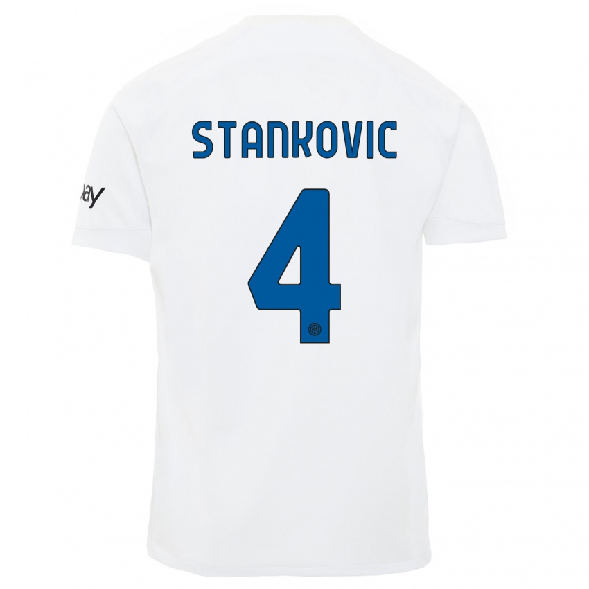 Mænd Aleksandar Stankovic #4 Hvid Udebane Spillertrøjer 2023/24 Trøje T-Shirt