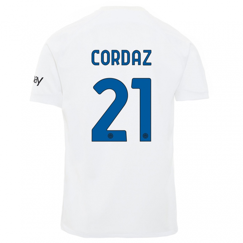 Mænd Alex Cordaz #21 Hvid Udebane Spillertrøjer 2023/24 Trøje T-Shirt