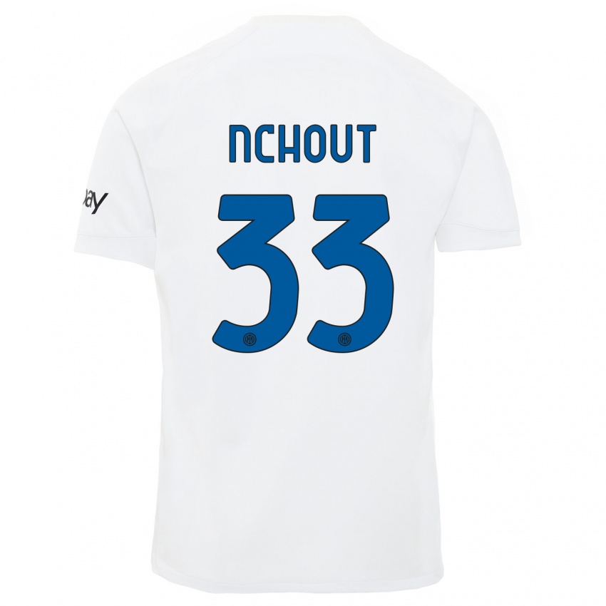 Mænd Ajara Nchout #33 Hvid Udebane Spillertrøjer 2023/24 Trøje T-Shirt