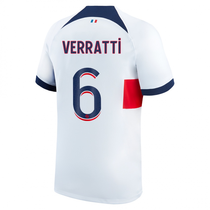 Mænd Marco Verratti #6 Hvid Udebane Spillertrøjer 2023/24 Trøje T-Shirt