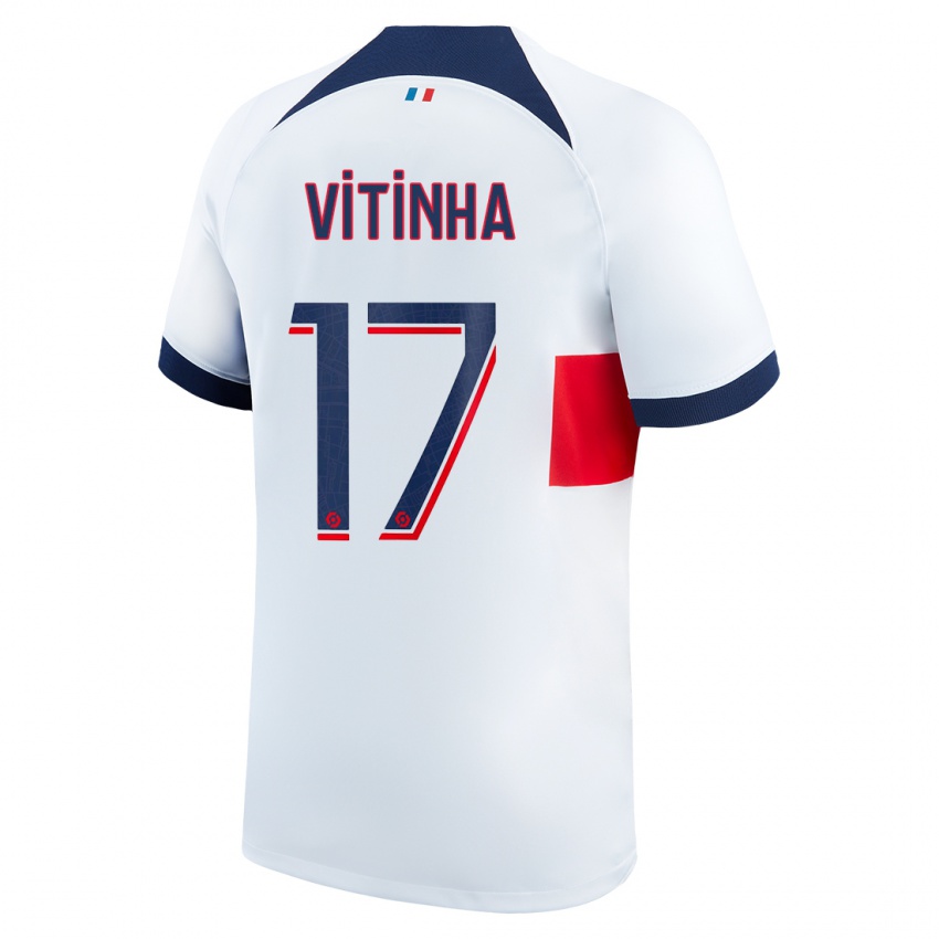 Mænd Vitinha #17 Hvid Udebane Spillertrøjer 2023/24 Trøje T-Shirt