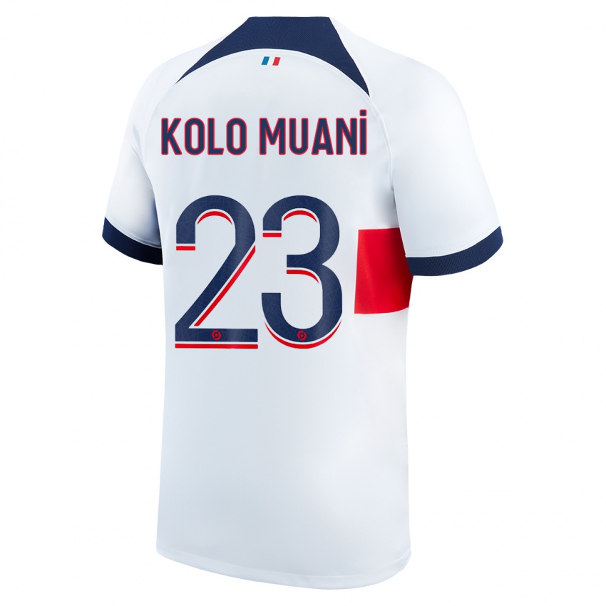 Mænd Randal Kolo Muani #23 Hvid Udebane Spillertrøjer 2023/24 Trøje T-Shirt