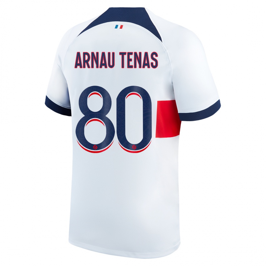 Mænd Arnau Tenas #80 Hvid Udebane Spillertrøjer 2023/24 Trøje T-Shirt
