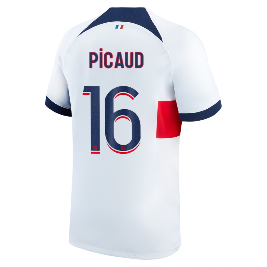 Mænd Constance Picaud #16 Hvid Udebane Spillertrøjer 2023/24 Trøje T-Shirt