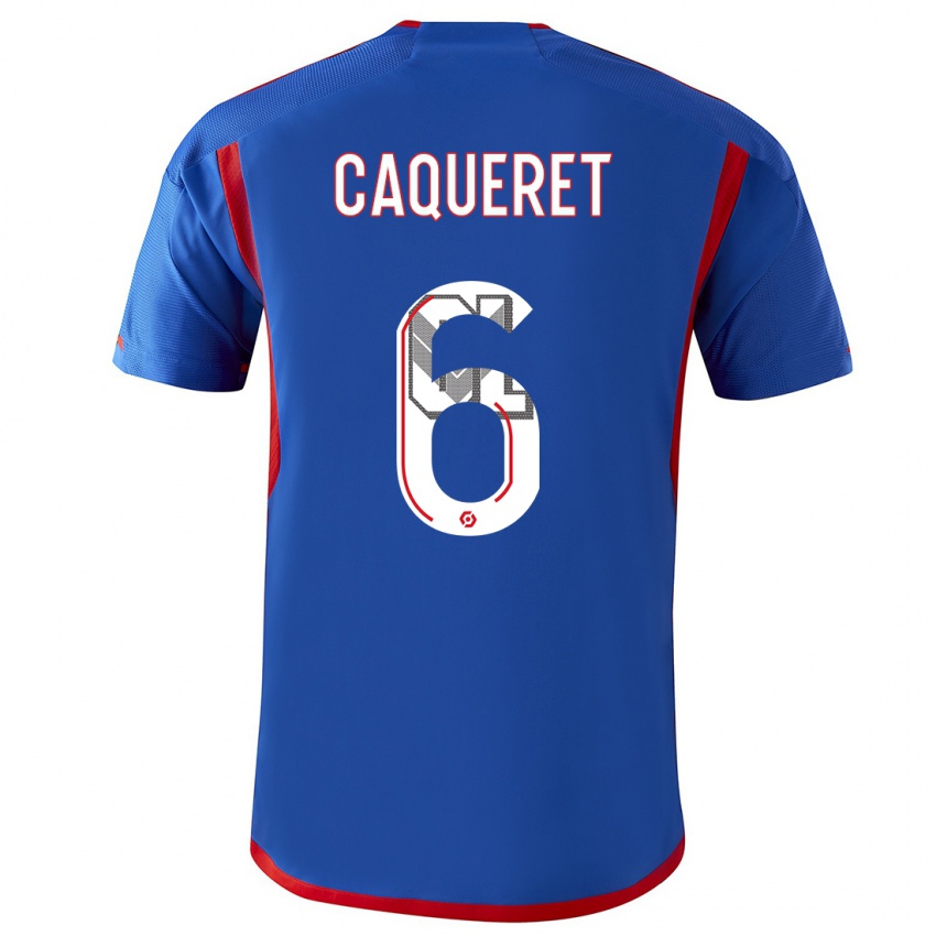 Mænd Maxence Caqueret #6 Blå Rød Udebane Spillertrøjer 2023/24 Trøje T-Shirt