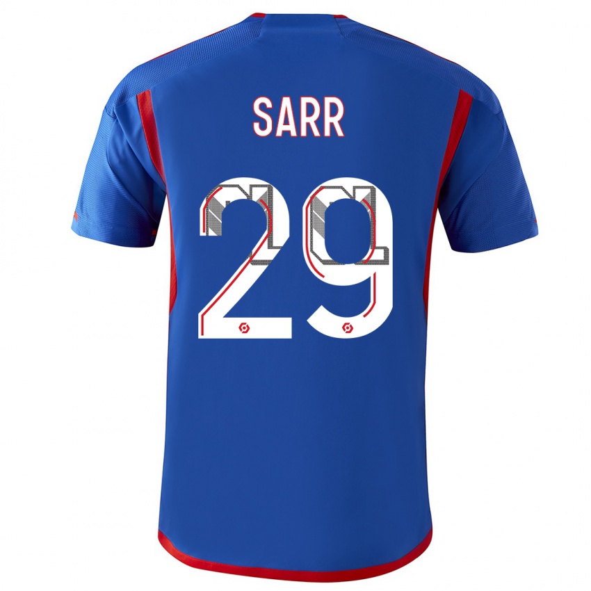 Mænd Mamadou Sarr #29 Blå Rød Udebane Spillertrøjer 2023/24 Trøje T-Shirt