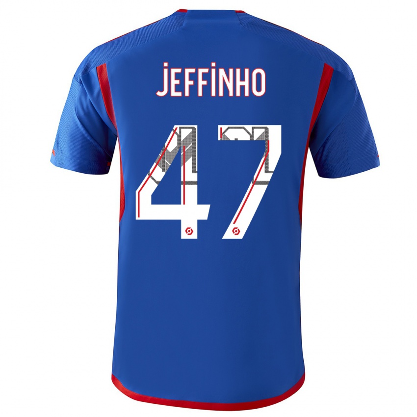 Mænd Jeffinho #47 Blå Rød Udebane Spillertrøjer 2023/24 Trøje T-Shirt