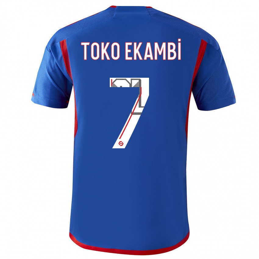 Mænd Karl Toko Ekambi #7 Blå Rød Udebane Spillertrøjer 2023/24 Trøje T-Shirt