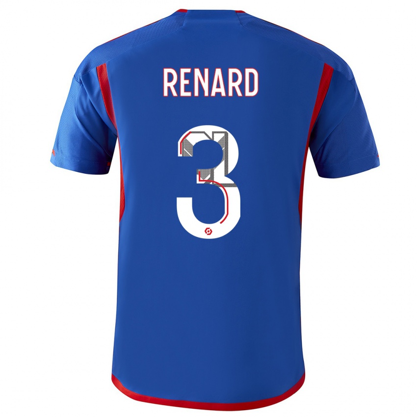 Mænd Wendie Renard #3 Blå Rød Udebane Spillertrøjer 2023/24 Trøje T-Shirt