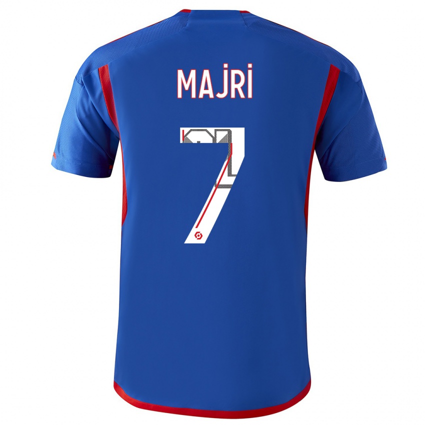 Mænd Amel Majri #7 Blå Rød Udebane Spillertrøjer 2023/24 Trøje T-Shirt