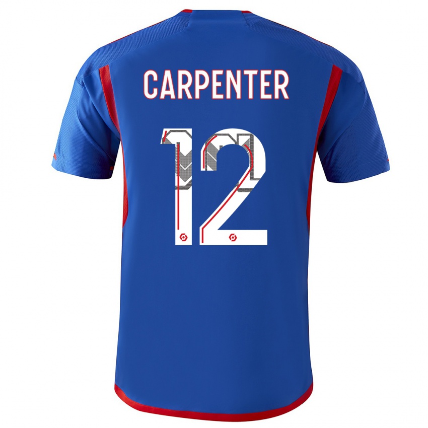 Mænd Ellie Carpenter #12 Blå Rød Udebane Spillertrøjer 2023/24 Trøje T-Shirt