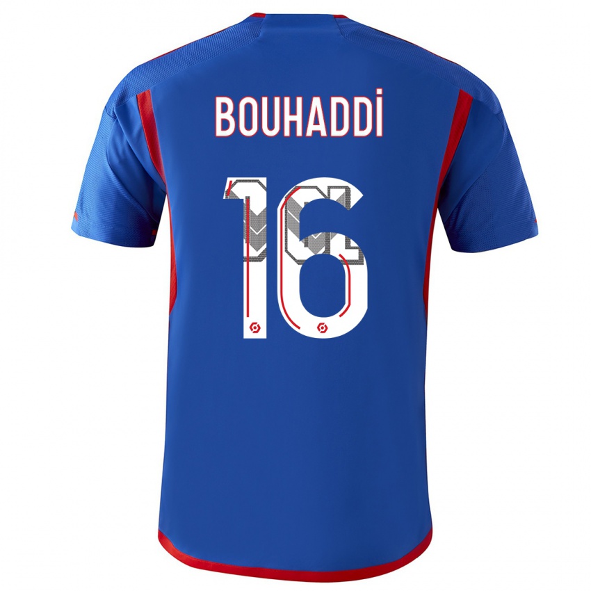 Mænd Sarah Bouhaddi #16 Blå Rød Udebane Spillertrøjer 2023/24 Trøje T-Shirt