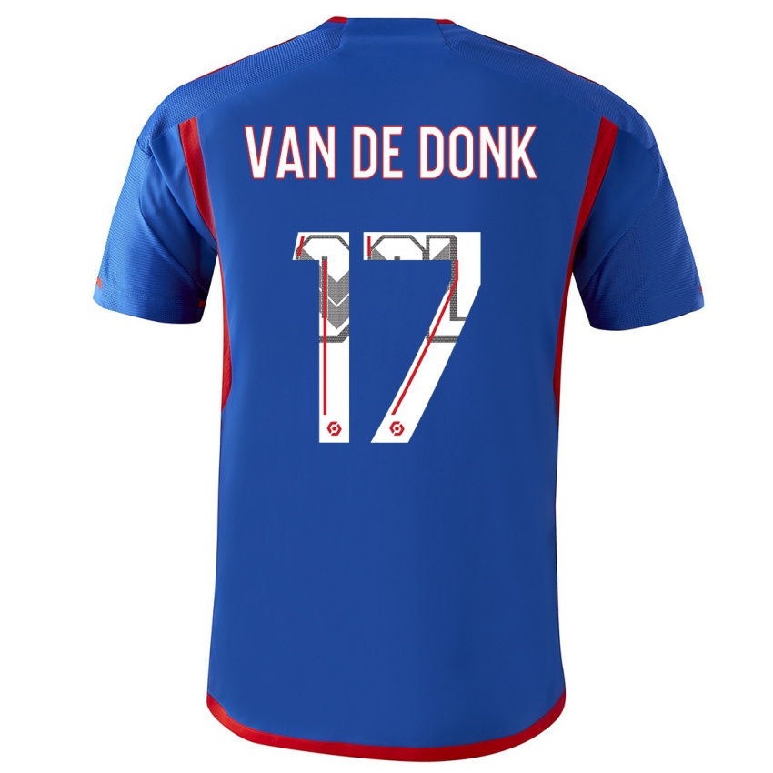 Mænd Danielle Van De Donk #17 Blå Rød Udebane Spillertrøjer 2023/24 Trøje T-Shirt