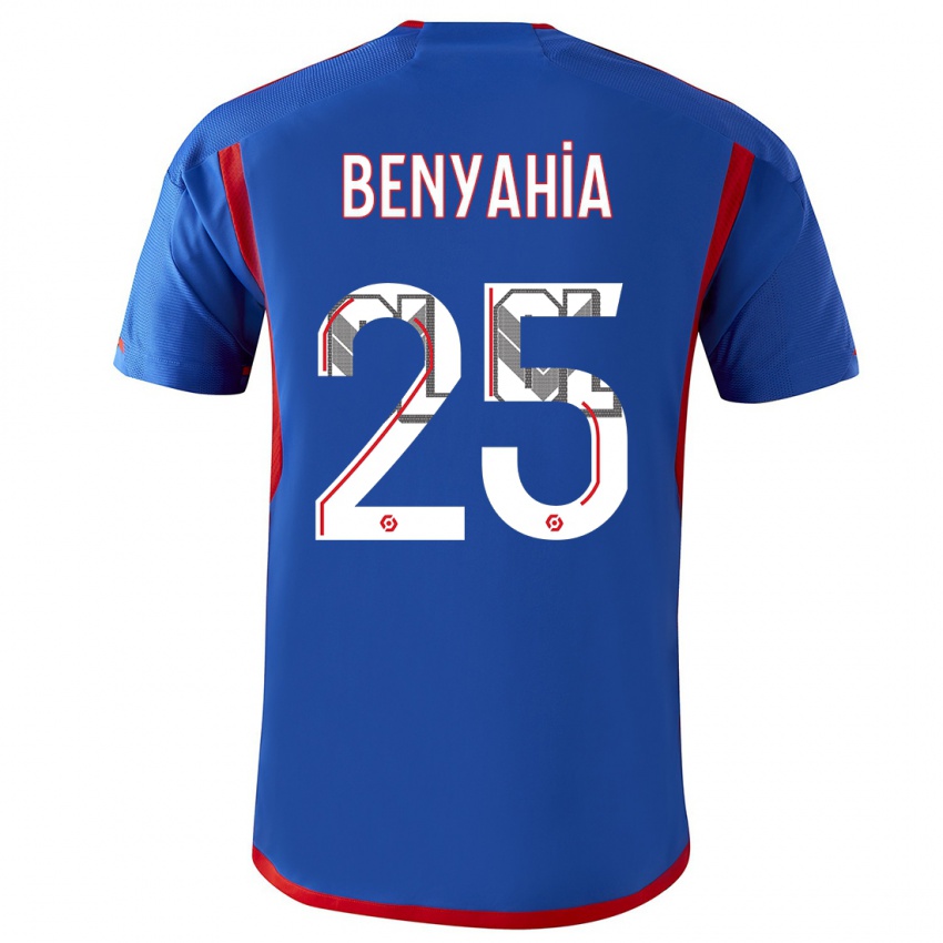 Mænd Ines Benyahia #25 Blå Rød Udebane Spillertrøjer 2023/24 Trøje T-Shirt