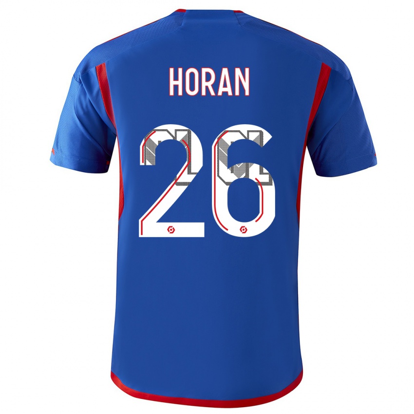 Mænd Lindsey Horan #26 Blå Rød Udebane Spillertrøjer 2023/24 Trøje T-Shirt