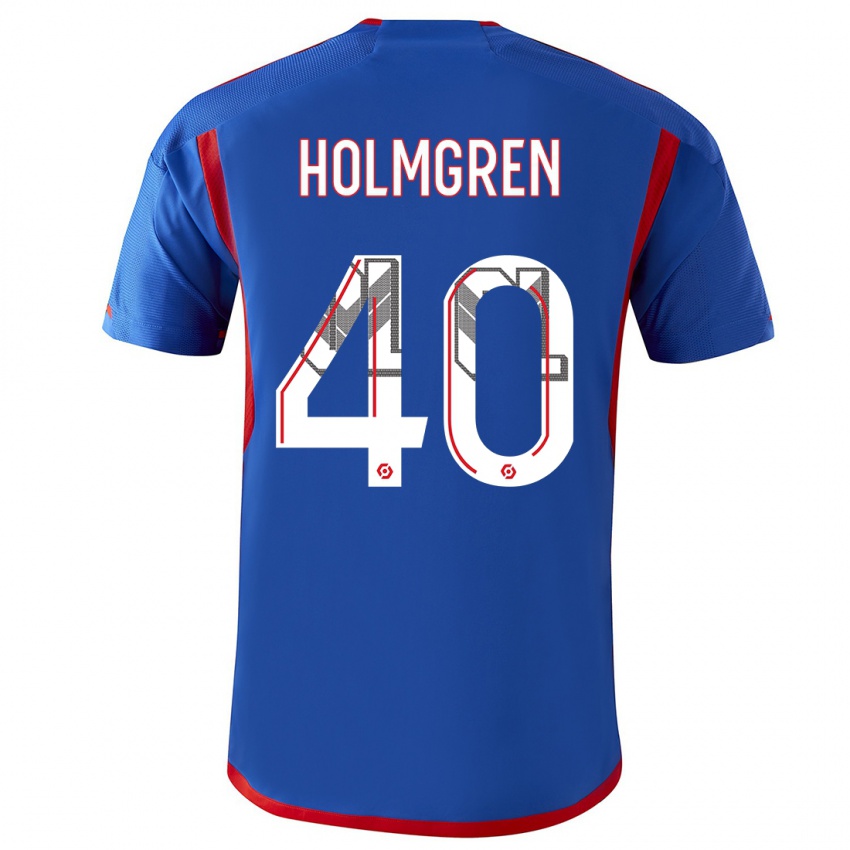 Mænd Emma Holmgren #40 Blå Rød Udebane Spillertrøjer 2023/24 Trøje T-Shirt
