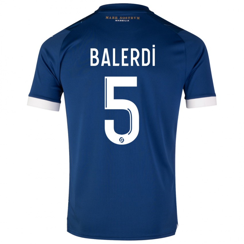Mænd Leonardo Balerdi #5 Mørkeblå Udebane Spillertrøjer 2023/24 Trøje T-Shirt