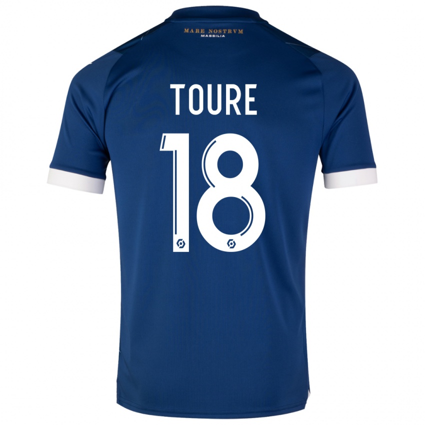 Mænd Isaak Toure #18 Mørkeblå Udebane Spillertrøjer 2023/24 Trøje T-Shirt