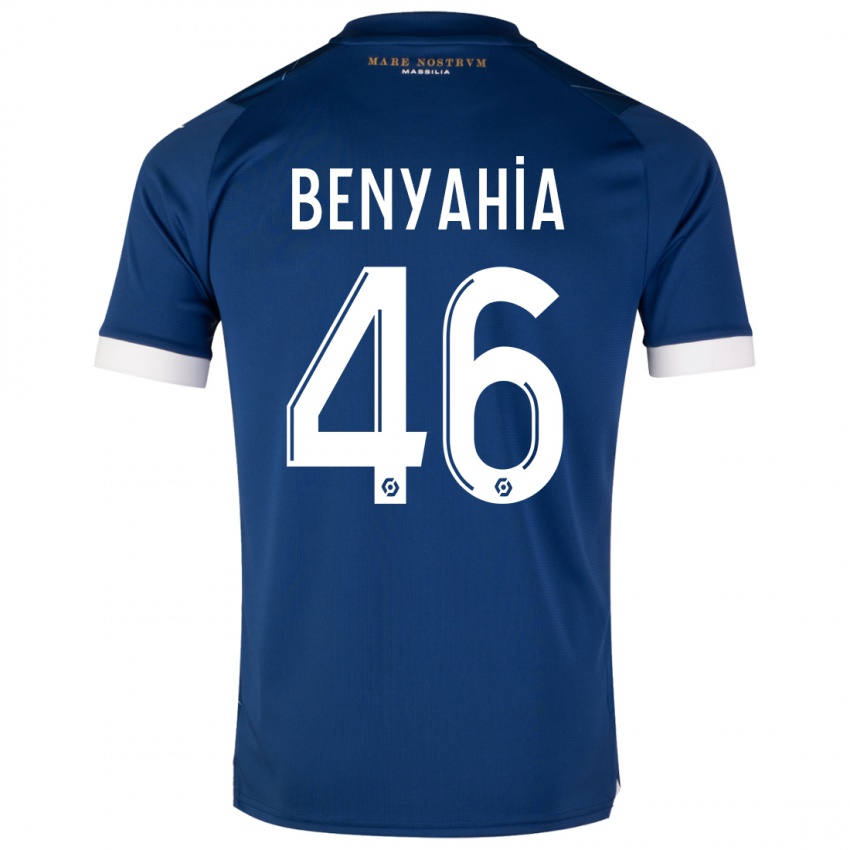 Mænd Aylan Benyahia-Tani #46 Mørkeblå Udebane Spillertrøjer 2023/24 Trøje T-Shirt