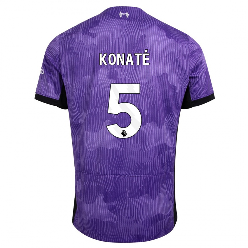 Mænd Ibrahima Konate #5 Lilla Tredje Sæt Spillertrøjer 2023/24 Trøje T-Shirt