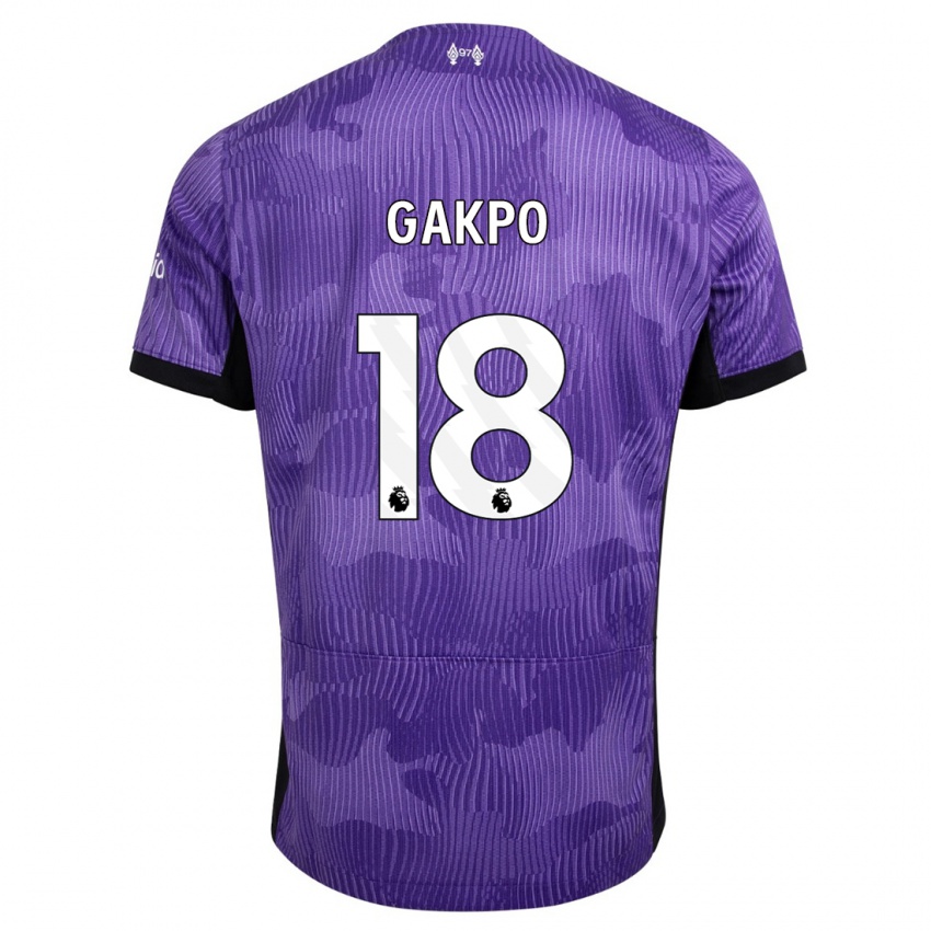Mænd Cody Gakpo #18 Lilla Tredje Sæt Spillertrøjer 2023/24 Trøje T-Shirt