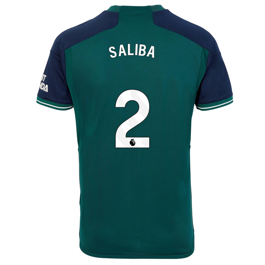 Mænd William Saliba #2 Grøn Tredje Sæt Spillertrøjer 2023/24 Trøje T-Shirt
