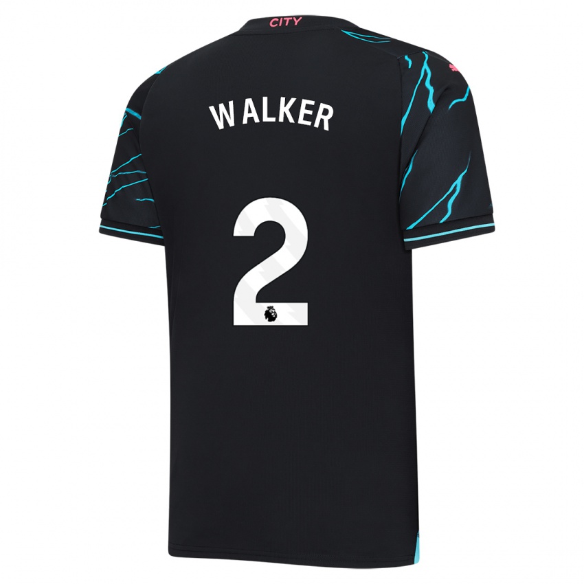 Mænd Kyle Walker #2 Mørkeblå Tredje Sæt Spillertrøjer 2023/24 Trøje T-Shirt