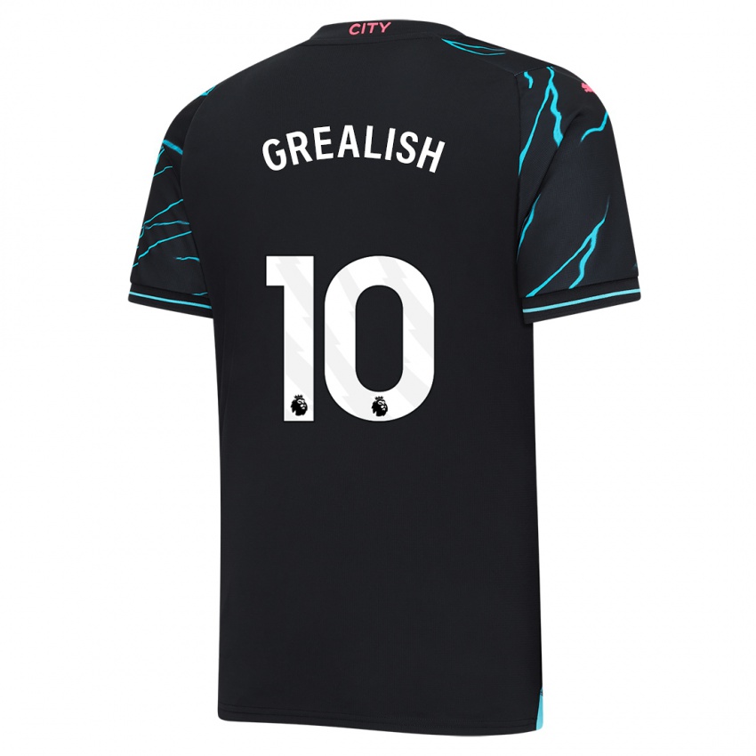 Mænd Jack Grealish #10 Mørkeblå Tredje Sæt Spillertrøjer 2023/24 Trøje T-Shirt