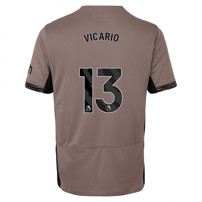Mænd Guglielmo Vicario #13 Mørk Beige Tredje Sæt Spillertrøjer 2023/24 Trøje T-Shirt