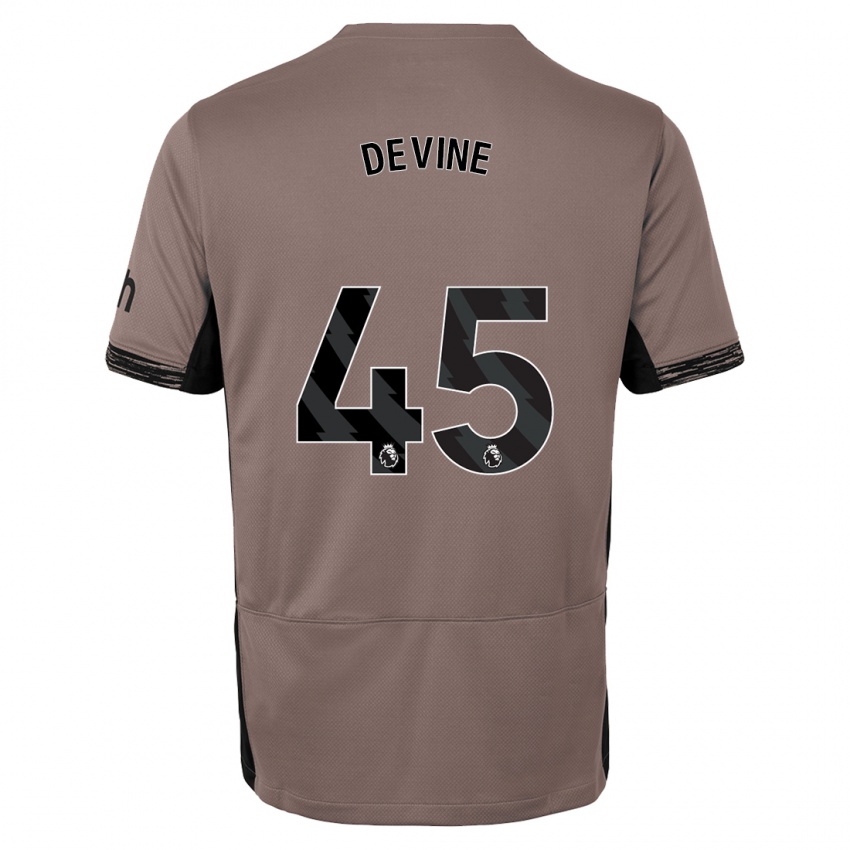 Mænd Alfie Devine #45 Mørk Beige Tredje Sæt Spillertrøjer 2023/24 Trøje T-Shirt