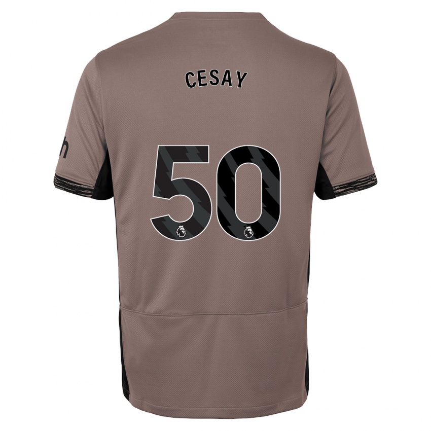 Mænd Kallum Cesay #50 Mørk Beige Tredje Sæt Spillertrøjer 2023/24 Trøje T-Shirt
