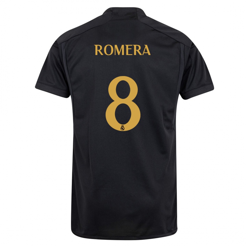 Mænd Miguel Romera #8 Sort Tredje Sæt Spillertrøjer 2023/24 Trøje T-Shirt