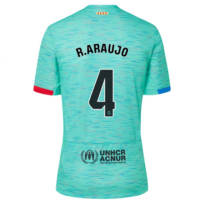 Mænd Ronald Araujo #4 Lys Aqua Tredje Sæt Spillertrøjer 2023/24 Trøje T-Shirt